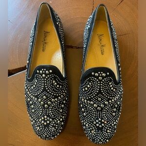 Neiman Marcus Black Studded Flats / Size 8.5M